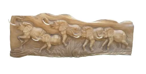 Product image of the product “Wooden elephant relief. Approx. 271 cm Length, 96 cm Height ”